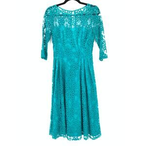 Tatyana Women's Size Small Teal Innocence In Lace Dress Floral Fit & Flare NEW